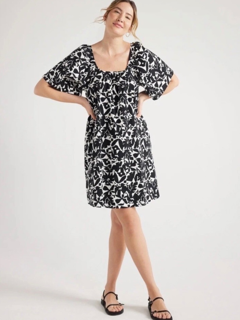 NWT Free Assembly Patterned Cotton Short Sleeve Dress Size XL